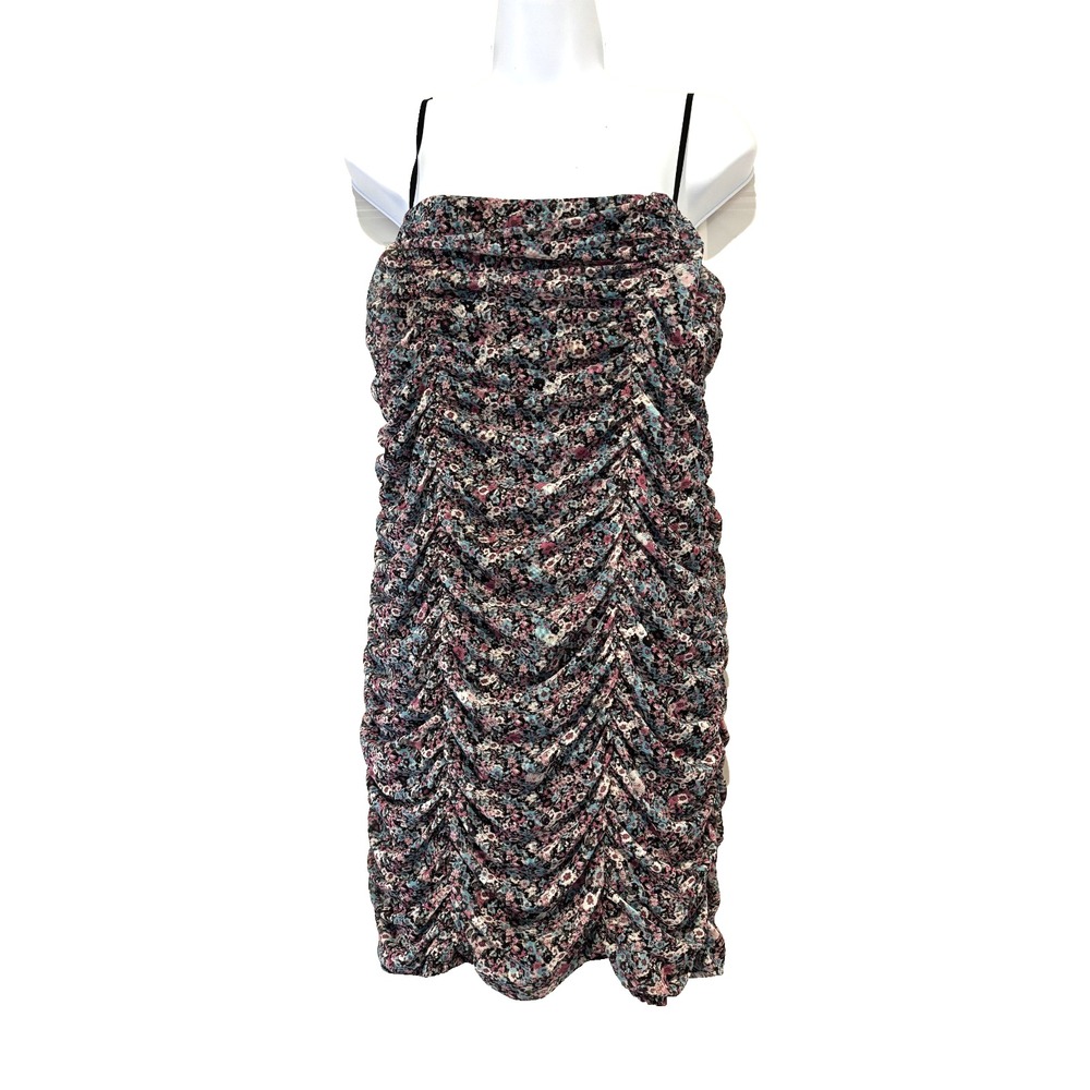 AFRM sz L body con sleeveless blue stretchy floral ruched party/cocktail dressGG
